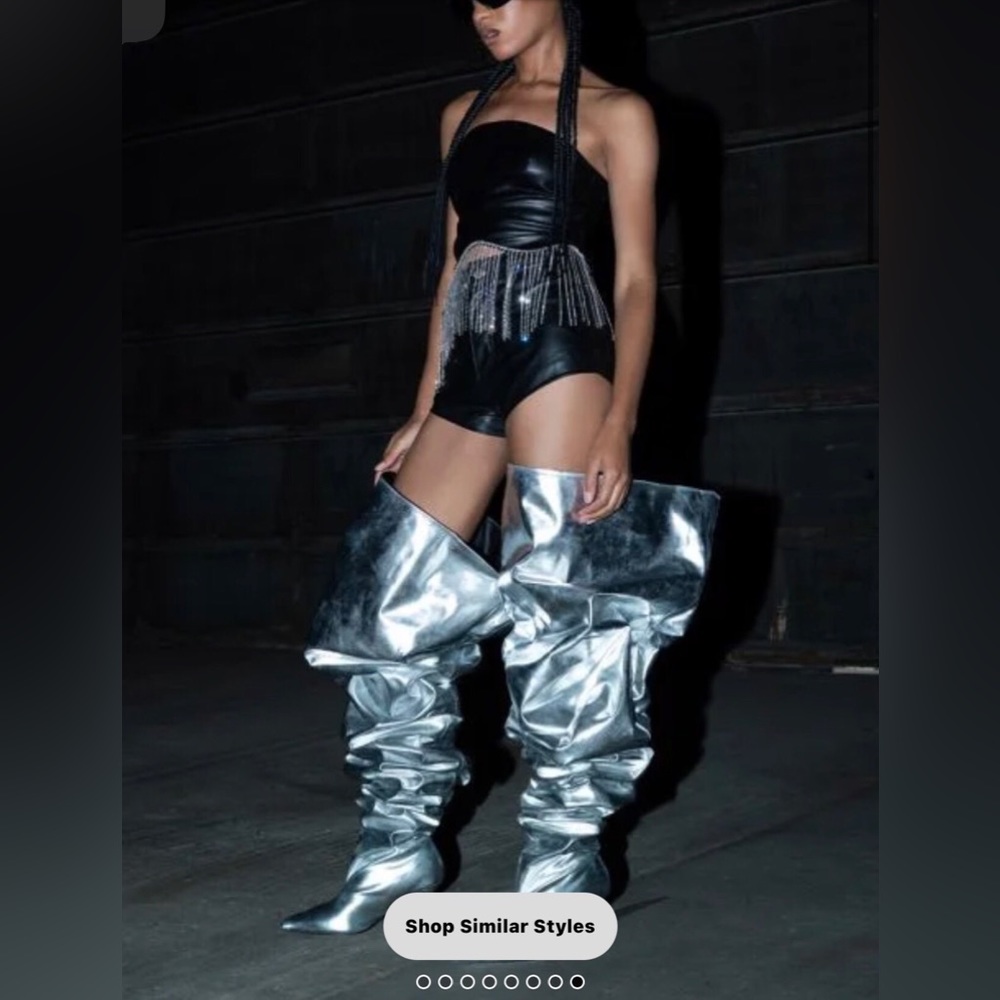 Thigh high oversized metallic boots (NWOT)